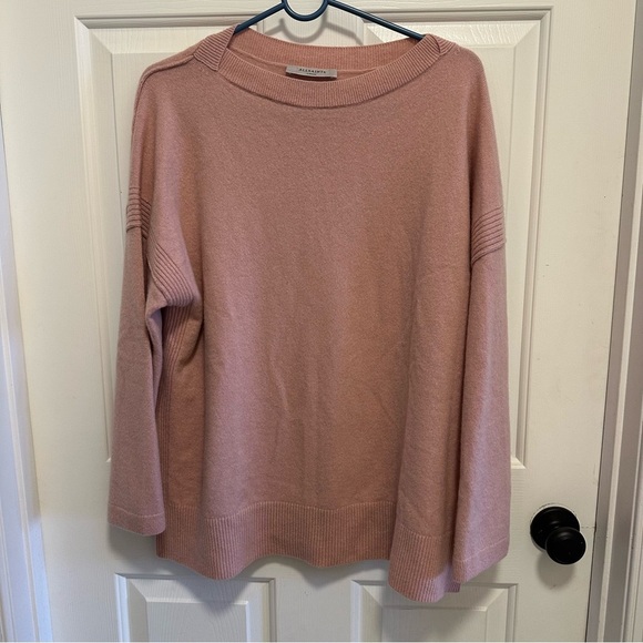 AllSaints Tara Cashmere Wool Pullover Crew Neck Sweater Ballet Pink Size Large - Picture 1 of 10